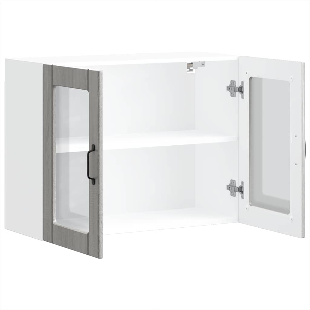 Pensile da Cucina con Porta in Vetro Lucca Grigio Sonoma - homemem39