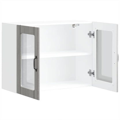 Pensile da Cucina con Porta in Vetro Lucca Grigio Sonoma - homemem39