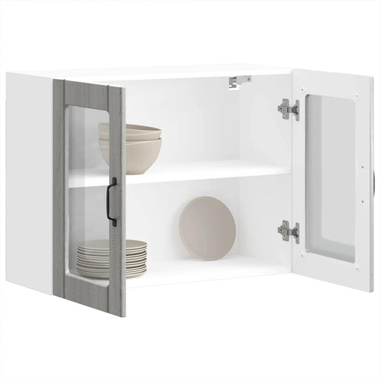 Pensile da Cucina con Porta in Vetro Lucca Grigio Sonoma - homemem39
