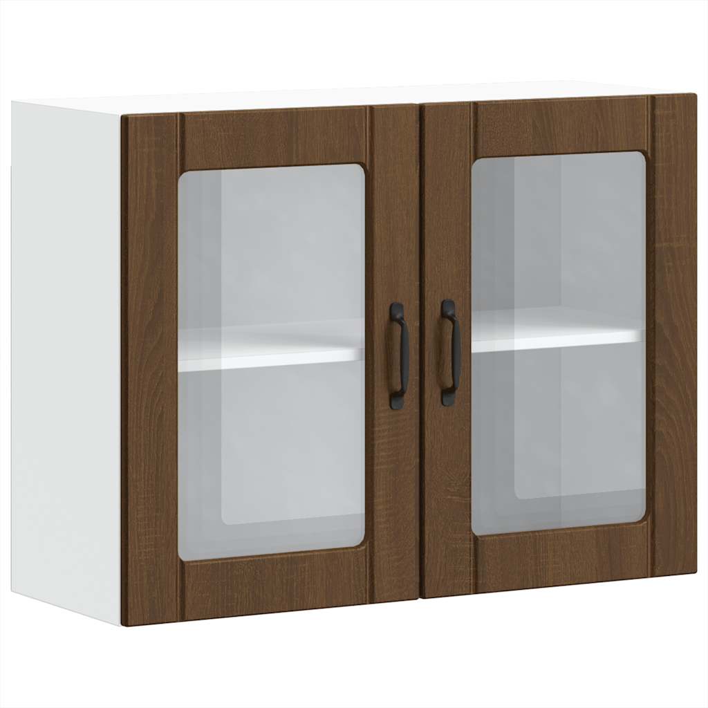 Pensile da Cucina con Porta in Vetro Lucca Rovere Marrone - homemem39