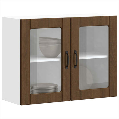 Pensile da Cucina con Porta in Vetro Lucca Rovere Marrone - homemem39