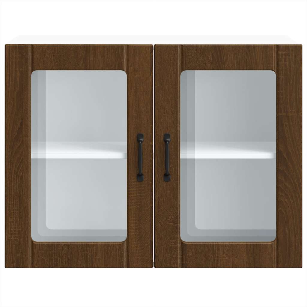 Pensile da Cucina con Porta in Vetro Lucca Rovere Marrone - homemem39