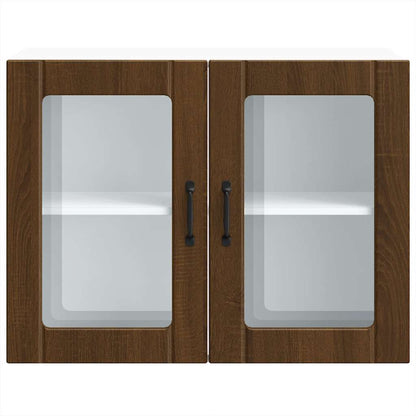 Pensile da Cucina con Porta in Vetro Lucca Rovere Marrone - homemem39