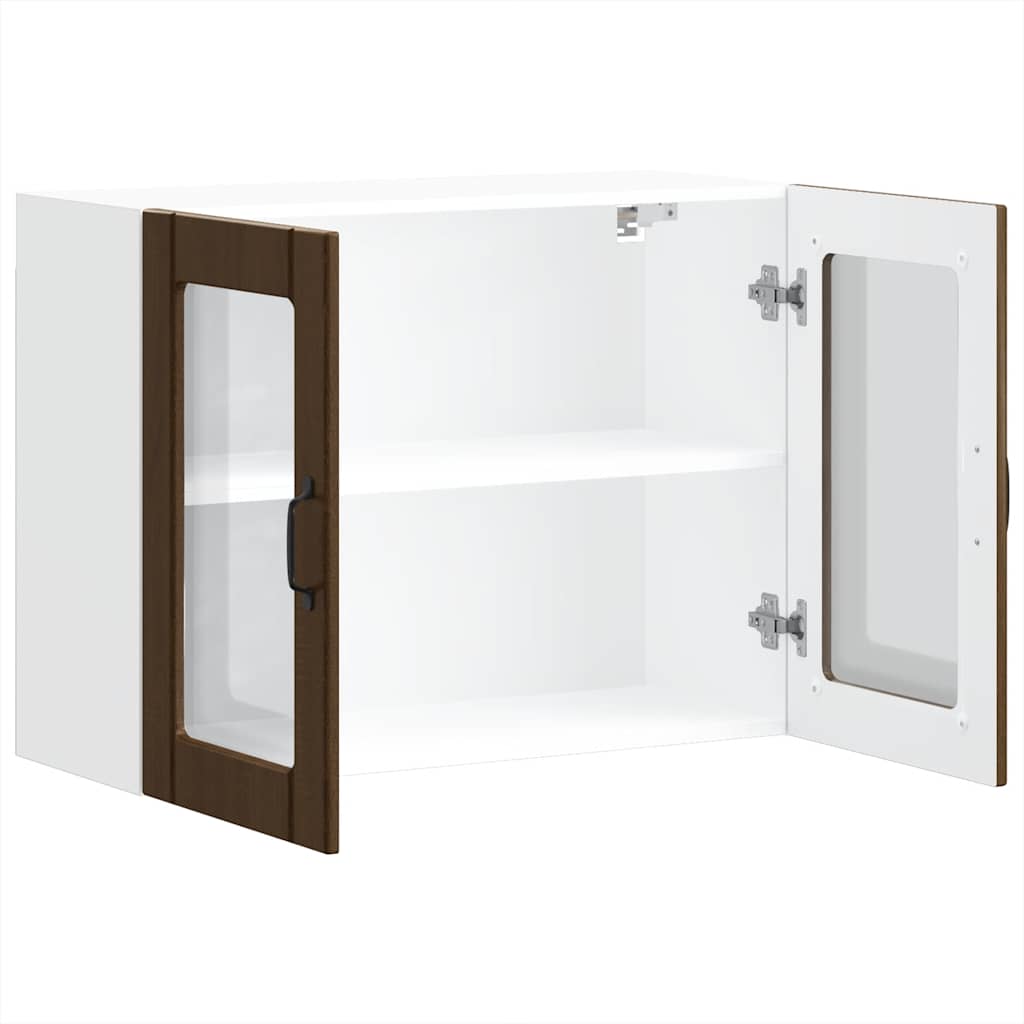 Pensile da Cucina con Porta in Vetro Lucca Rovere Marrone - homemem39