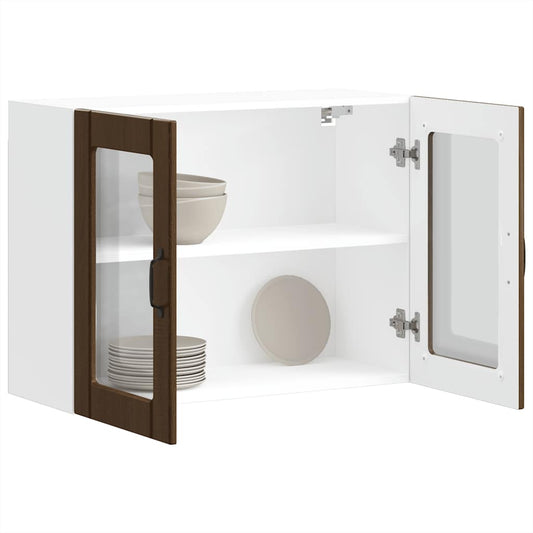 Pensile da Cucina con Porta in Vetro Lucca Rovere Marrone - homemem39