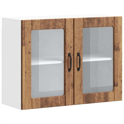 Pensile da Cucina con Porta in Vetro Lucca Legno Vecchio - homemem39
