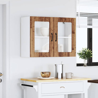 Pensile da Cucina con Porta in Vetro Lucca Legno Vecchio - homemem39