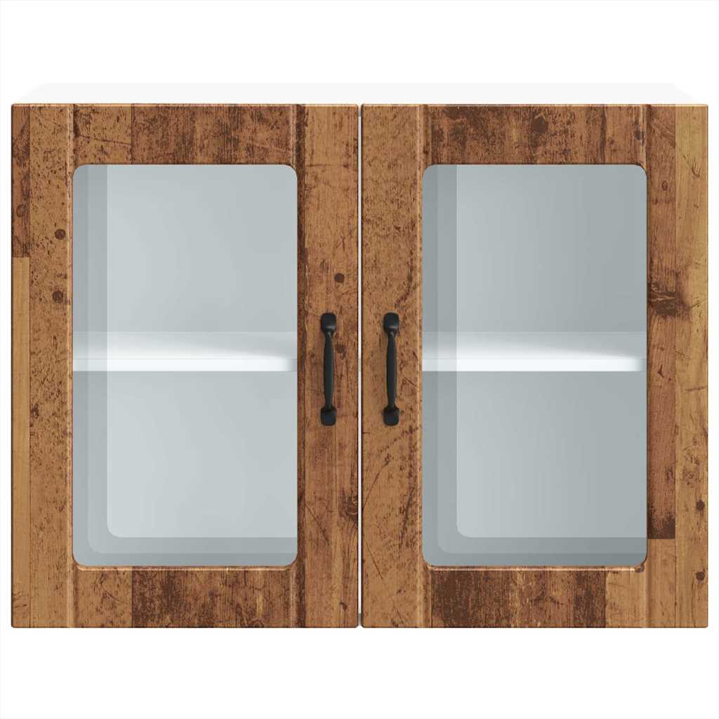 Pensile da Cucina con Porta in Vetro Lucca Legno Vecchio - homemem39