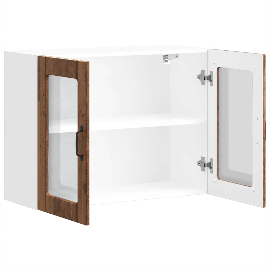 Pensile da Cucina con Porta in Vetro Lucca Legno Vecchio - homemem39