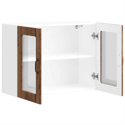 Pensile da Cucina con Porta in Vetro Lucca Legno Vecchio - homemem39