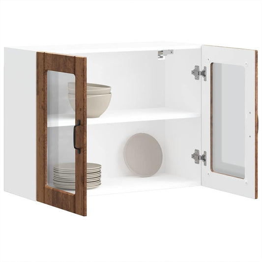 Pensile da Cucina con Porta in Vetro Lucca Legno Vecchio - homemem39