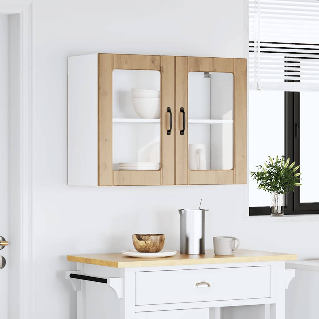 Pensile da Cucina con Porta in Vetro Lucca Rovere Artigianale - homemem39