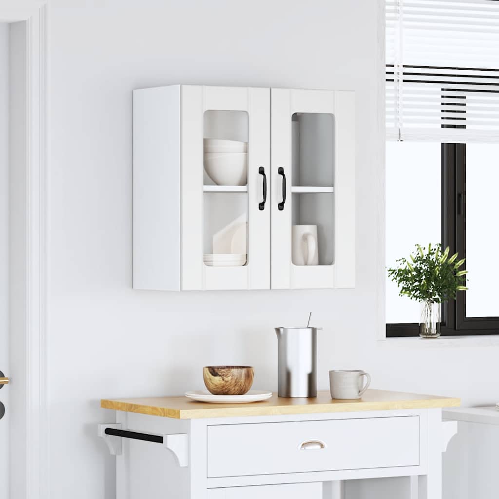 Pensile da Cucina con Porta in Vetro Lucca Bianco Truciolato - homemem39