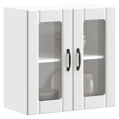 Pensile da Cucina con Porta in Vetro Lucca Bianco Truciolato - homemem39
