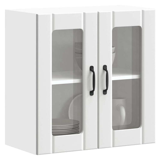 Pensile da Cucina con Porta in Vetro Lucca Bianco Truciolato - homemem39
