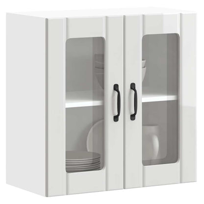 Pensile da Cucina con Porta in Vetro Lucca Bianco Lucido - homemem39