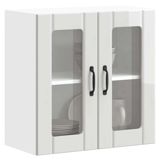Pensile da Cucina con Porta in Vetro Lucca Bianco Lucido - homemem39