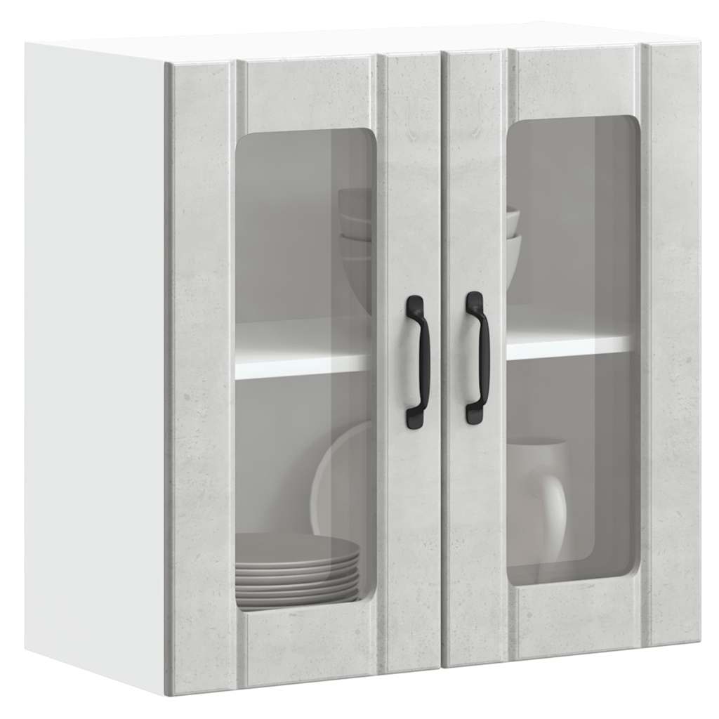 Pensile da Cucina con Porta in Vetro Lucca Grigio Cemento - homemem39