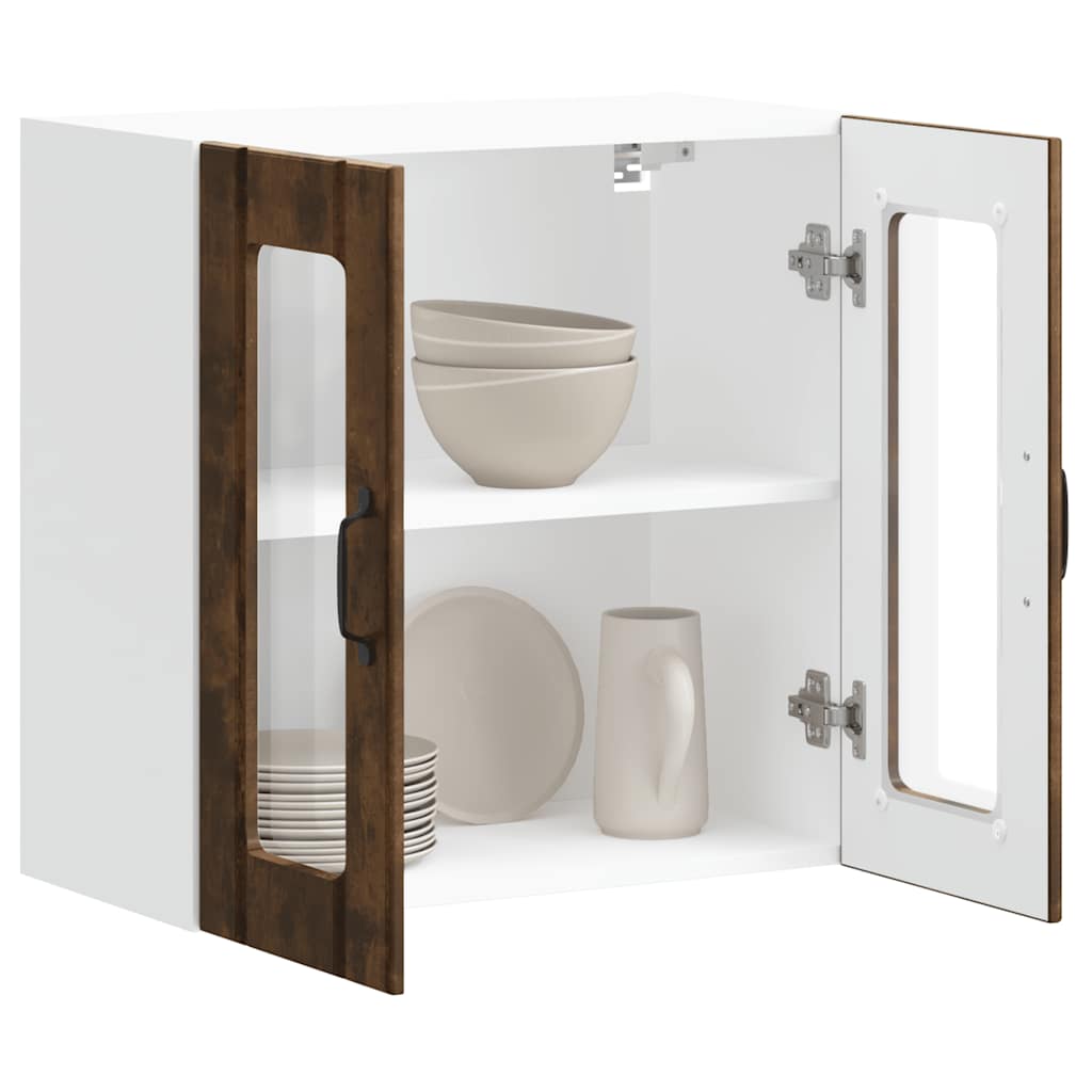 Pensile da Cucina con Porta in Vetro Lucca Rovere Fumo - homemem39