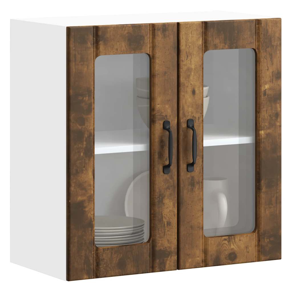 Pensile da Cucina con Porta in Vetro Lucca Rovere Fumo - homemem39