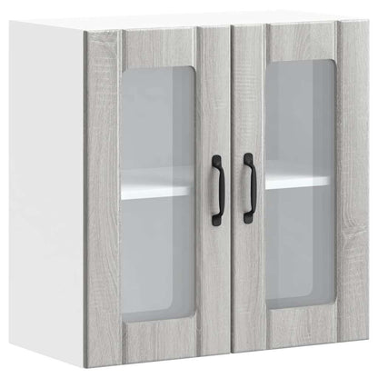 Pensile da Cucina con Porta in Vetro Lucca Grigio Sonoma - homemem39