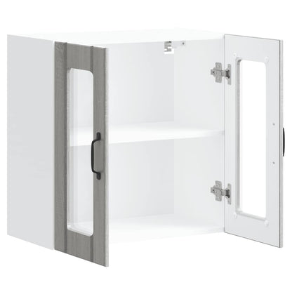 Pensile da Cucina con Porta in Vetro Lucca Grigio Sonoma - homemem39