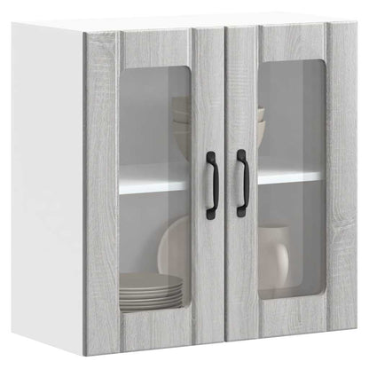 Pensile da Cucina con Porta in Vetro Lucca Grigio Sonoma - homemem39