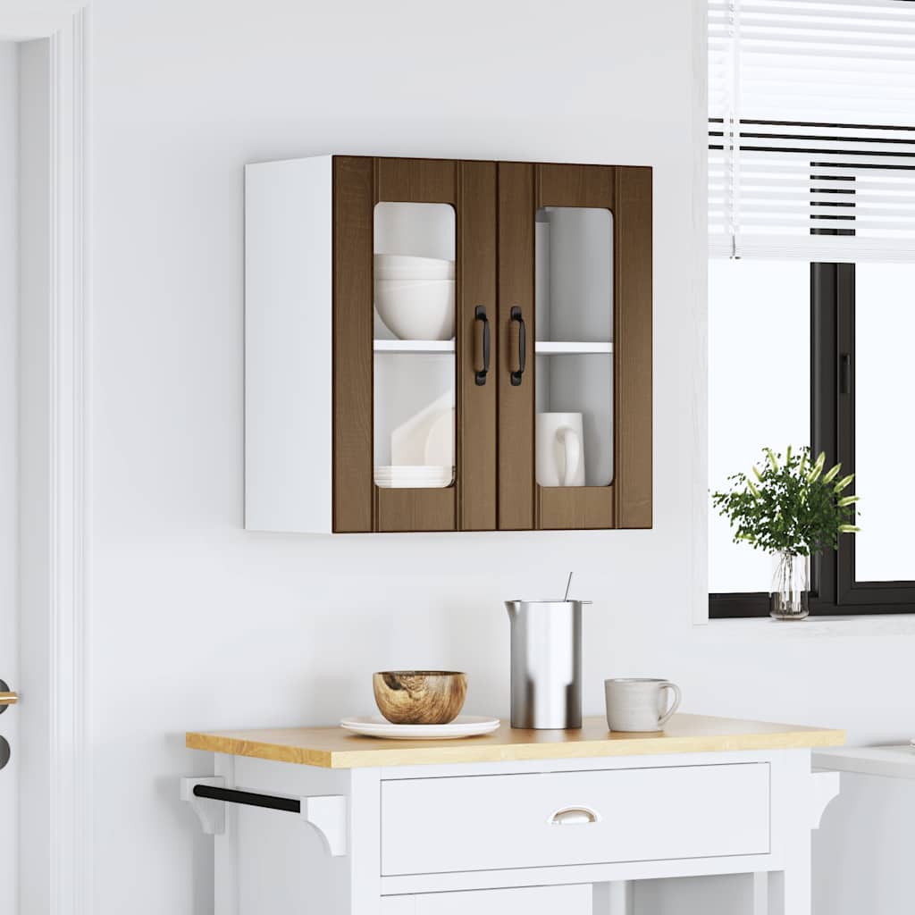 Pensile da Cucina con Porta in Vetro Lucca Rovere Marrone - homemem39