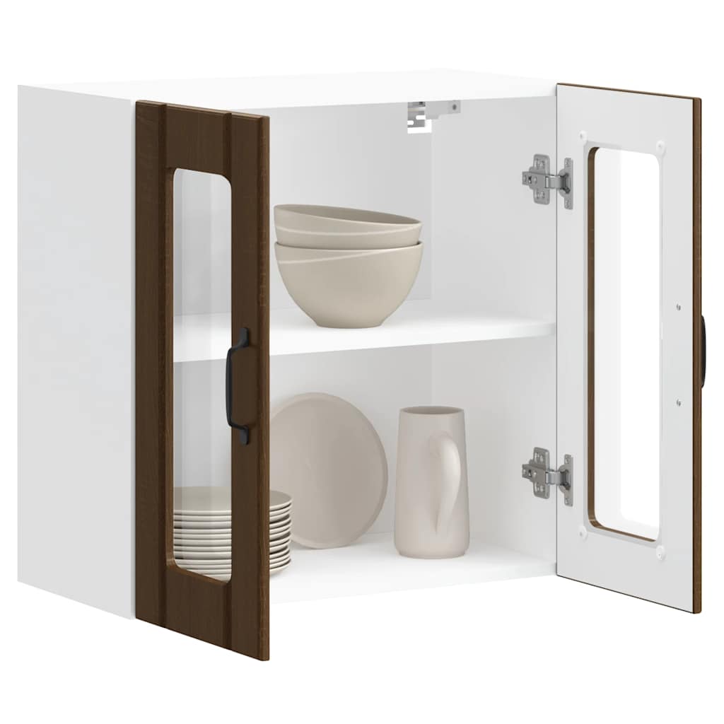 Pensile da Cucina con Porta in Vetro Lucca Rovere Marrone - homemem39