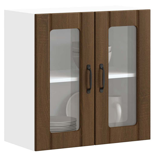 Pensile da Cucina con Porta in Vetro Lucca Rovere Marrone - homemem39