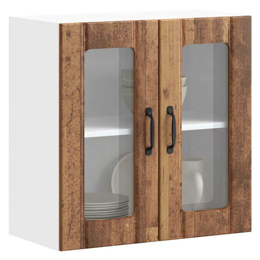 Pensile da Cucina con Porta in Vetro Lucca Legno Vecchio - homemem39