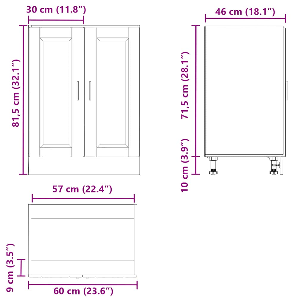 Base da Cucina Porto Rovere Marrone in Legno Multistrato - homemem39