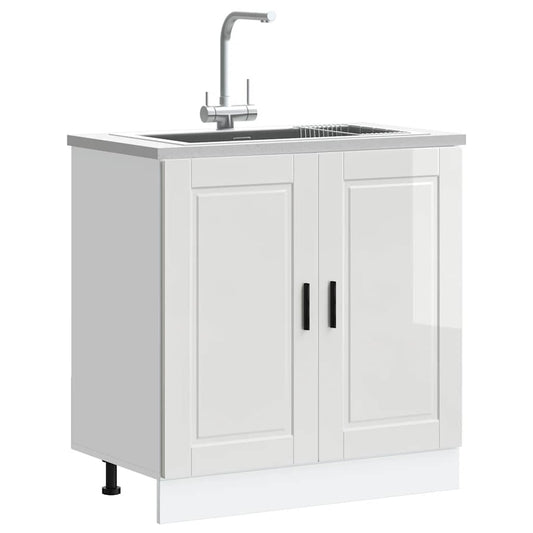 Mobile base lavello Porto Bianco Lucido 80x46x81,5cm Truciolato - homemem39