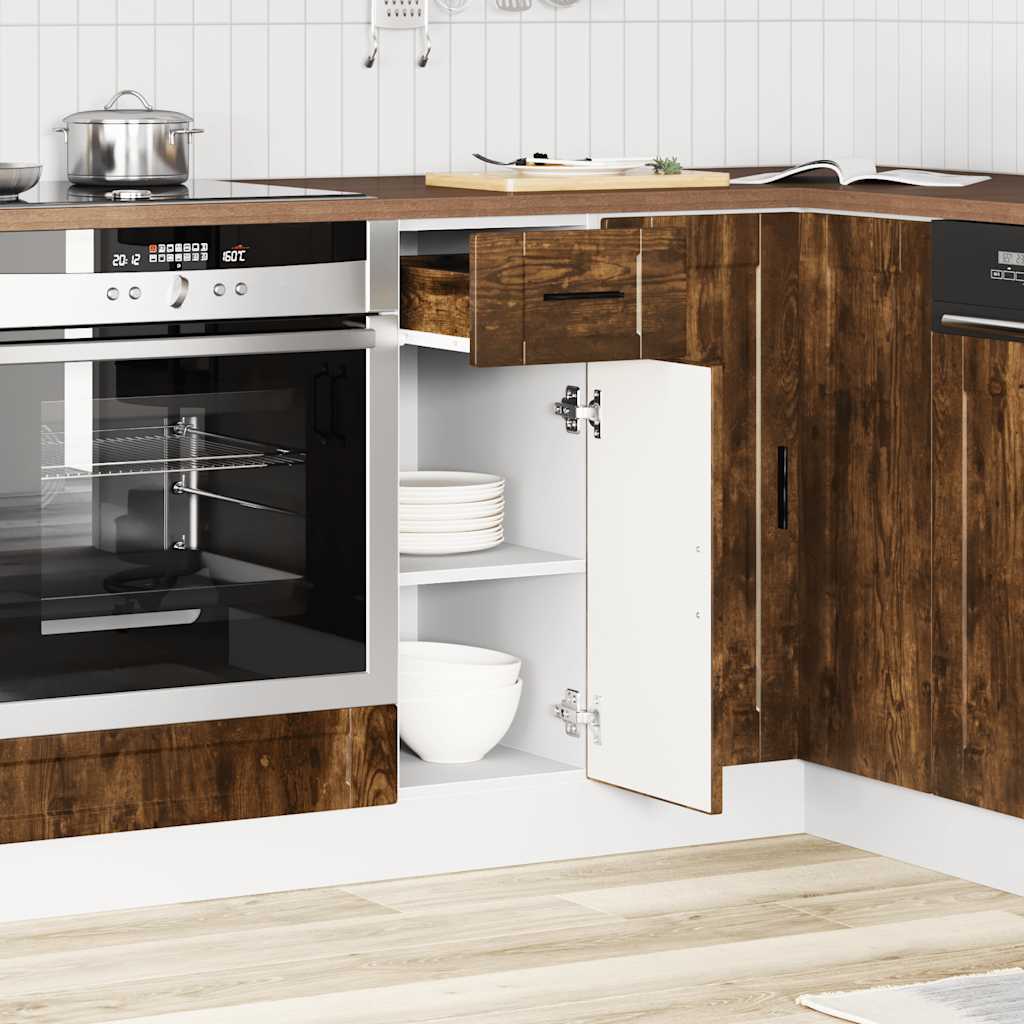 Base da Cucina Porto Rovere Fumo in Legno Multistrato - homemem39