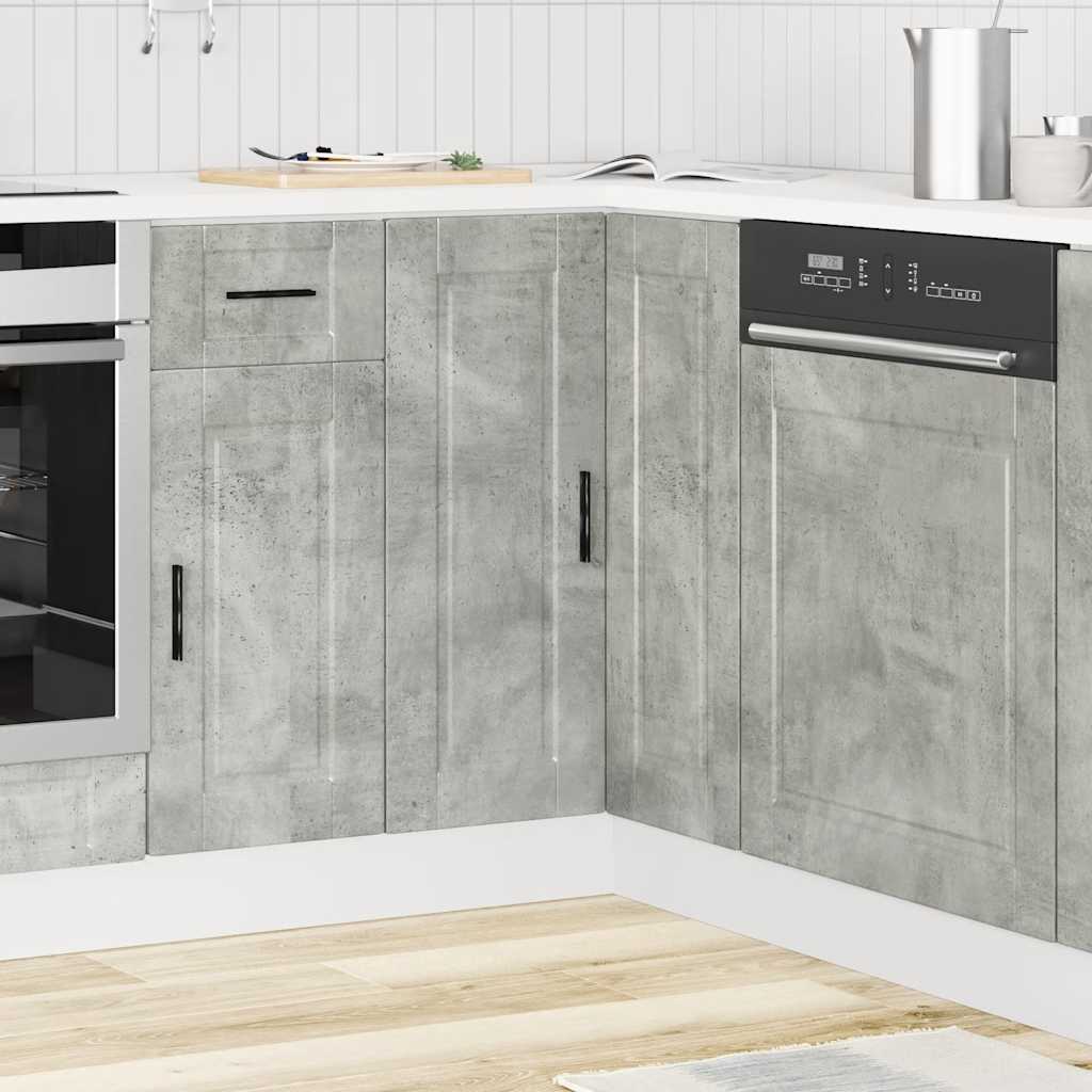Base ad Angolo Cucina Porto Grigio Cemento in Legno Multistrato