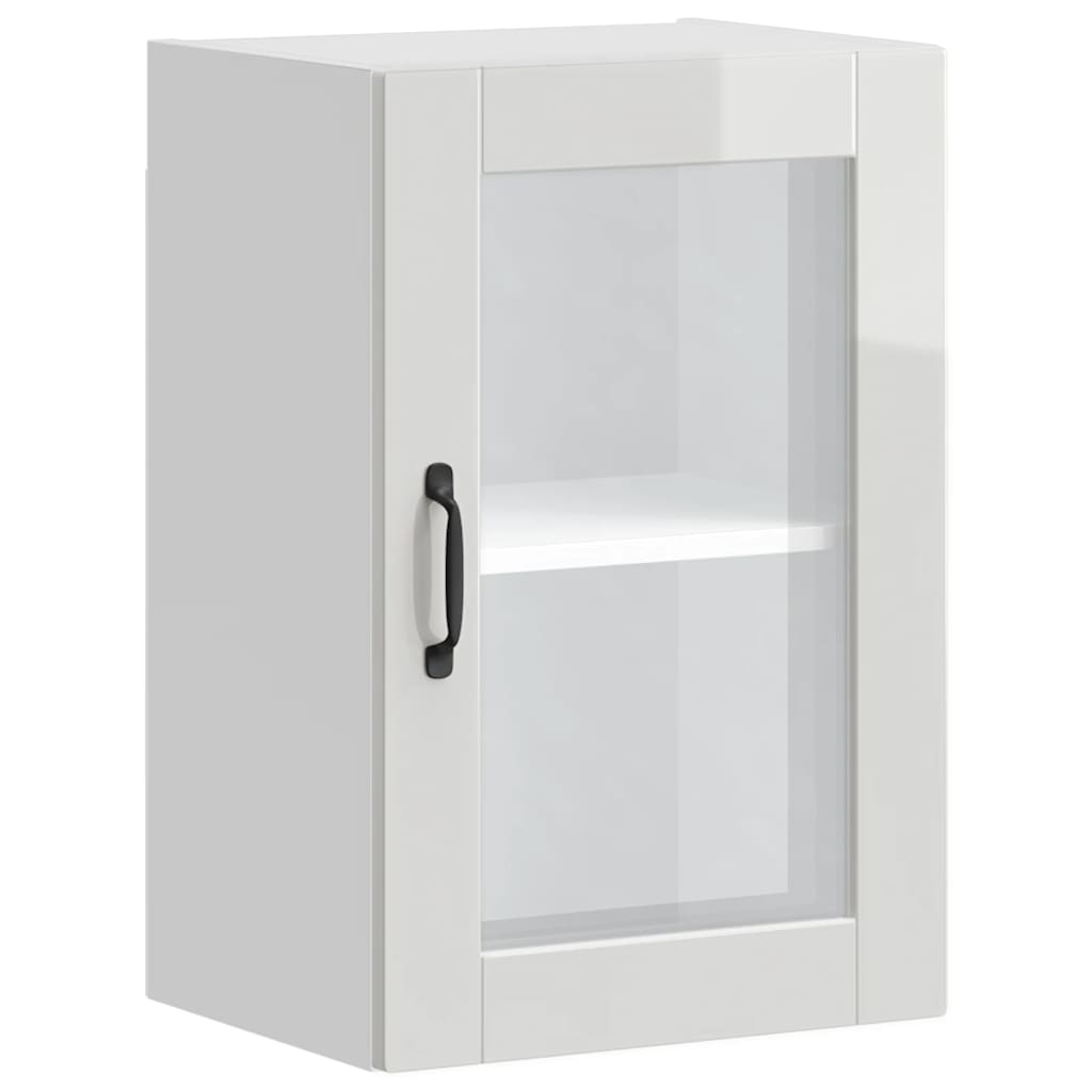Pensile da Cucina con Porta in Vetro Porto Bianco Lucido - homemem39