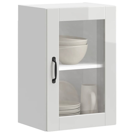 Pensile da Cucina con Porta in Vetro Porto Bianco Lucido - homemem39