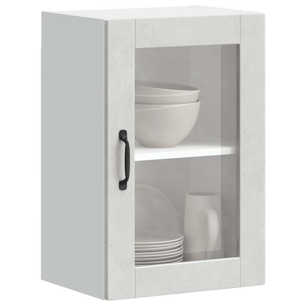 Pensile da Cucina con Porta in Vetro Porto Grigio Cemento - homemem39