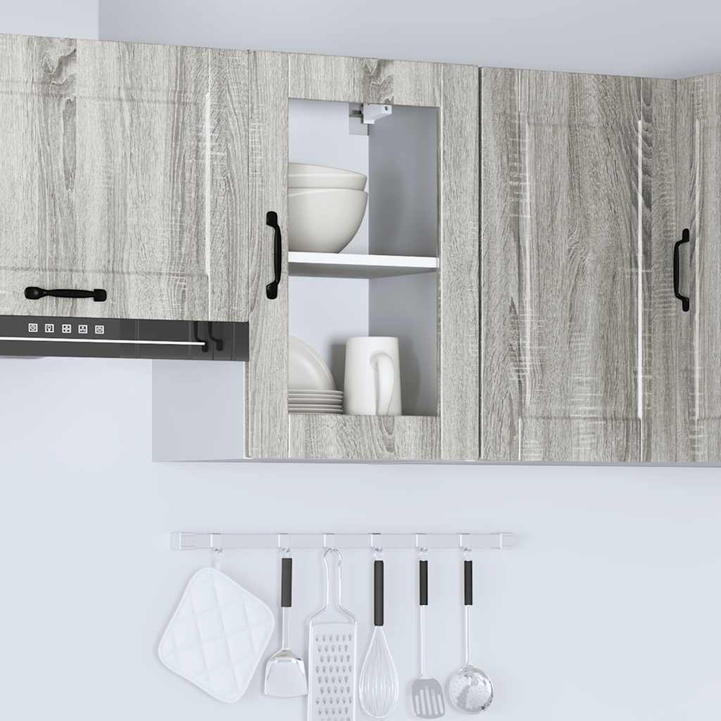 Pensile da Cucina con Porta in Vetro Porto Grigio Sonoma