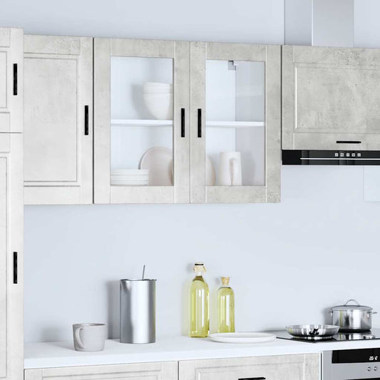 Pensile da Cucina con Porta in Vetro Porto Grigio Cemento