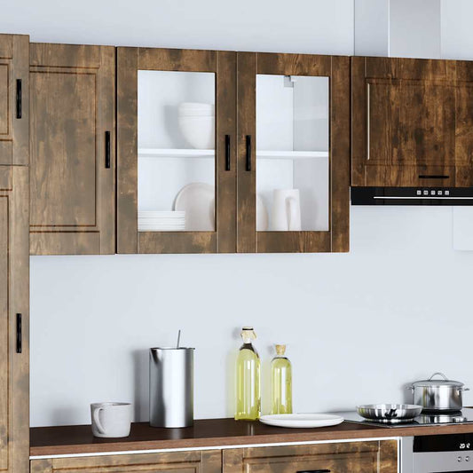 Pensile da Cucina con Porta in Vetro Porto Rovere Fumo