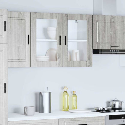 Pensile da Cucina con Porta in Vetro Porto Grigio Sonoma