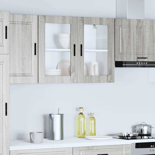 Pensile da Cucina con Porta in Vetro Porto Grigio Sonoma