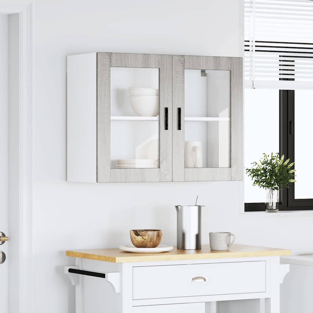 Pensile da Cucina con Porta in Vetro Porto Grigio Sonoma