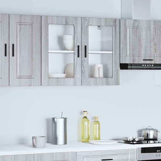 Pensile da Cucina con Porta in Vetro Porto Grigio Sonoma