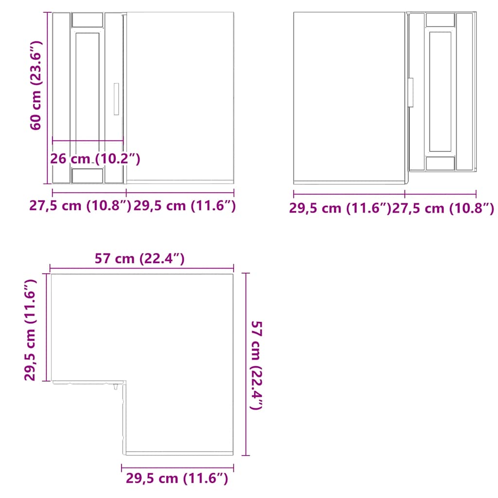Pensile da Cucina ad Angolo Porto Rovere Fumo Legno Multistrato | homemem39