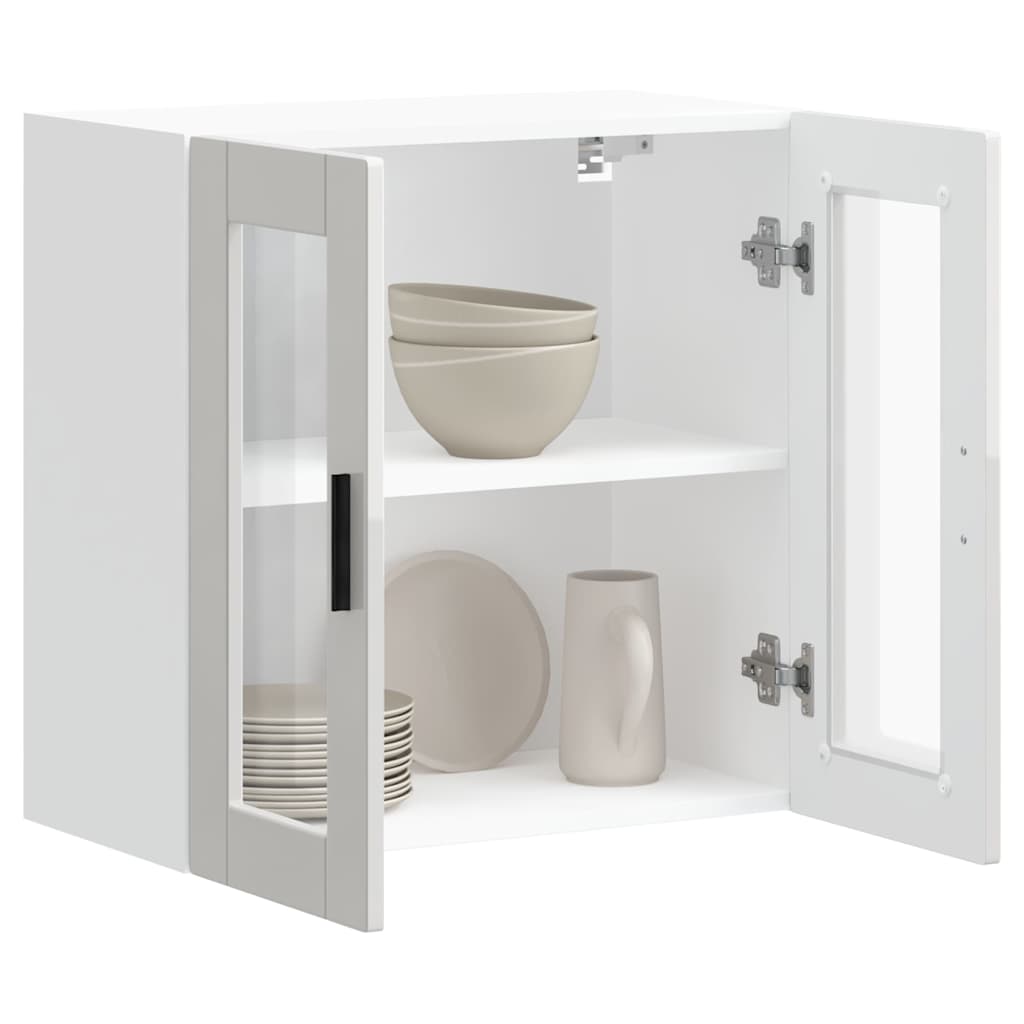 Pensile da Cucina con Porta in Vetro Porto Bianco Lucido - homemem39