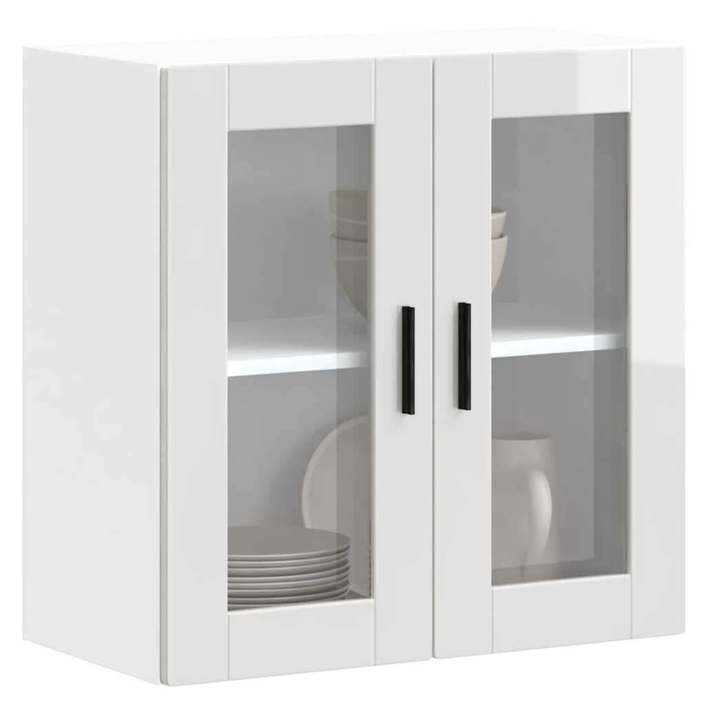 Pensile da Cucina con Porta in Vetro Porto Bianco Lucido - homemem39