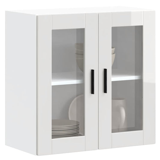Pensile da Cucina con Porta in Vetro Porto Bianco Lucido - homemem39