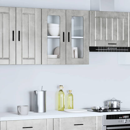 Pensile da Cucina con Porta in Vetro Porto Grigio Cemento